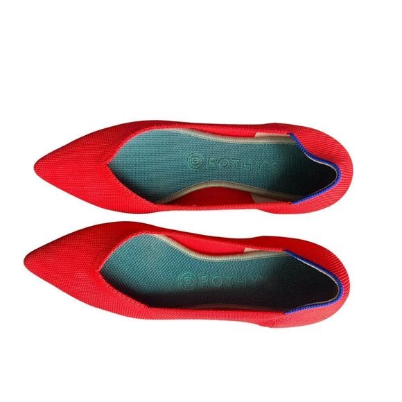 Rothy's The Point Ballet Flat Knit Fabric Size W8 Red Pointed Toe - Picture 6 of 9